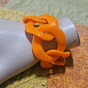 Vintage Chunky Butterscotch Acrylic Double Chain Link Bracelet